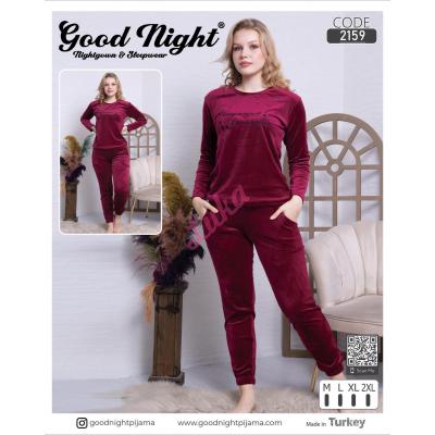 Women's welur turkish pajama Good Night