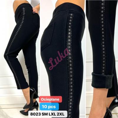 Women's black warm leggings 8023