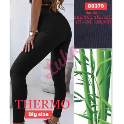 Women's big warm black leggings 89379