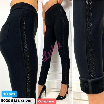 Women's black warm leggings 8020