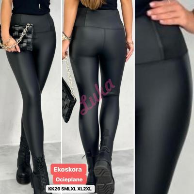 Women's black warm leggings kk26