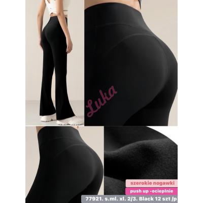 Women's black warm leggings 77921