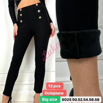 Women's big black warm leggings 6025