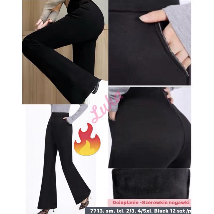 Women's black warm leggings 7723-1