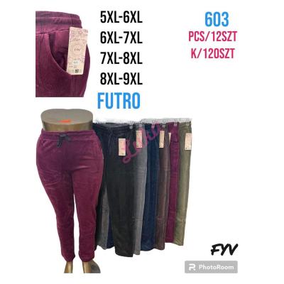 Spodnie damskie duże ocieplane FYV 603