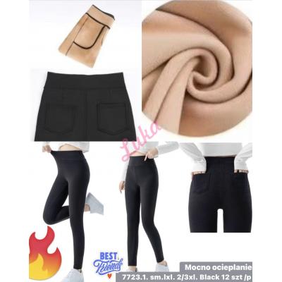 Women's black warm pants 7723-1