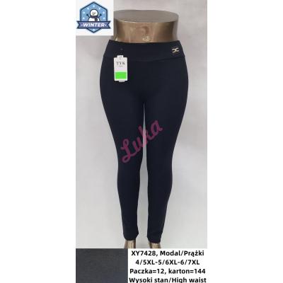 Legginsy damskie ocieplane czarne duże Tyk xy7424