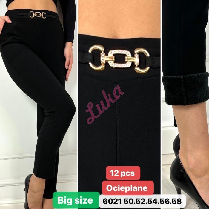 Women's big black warm pants 6055