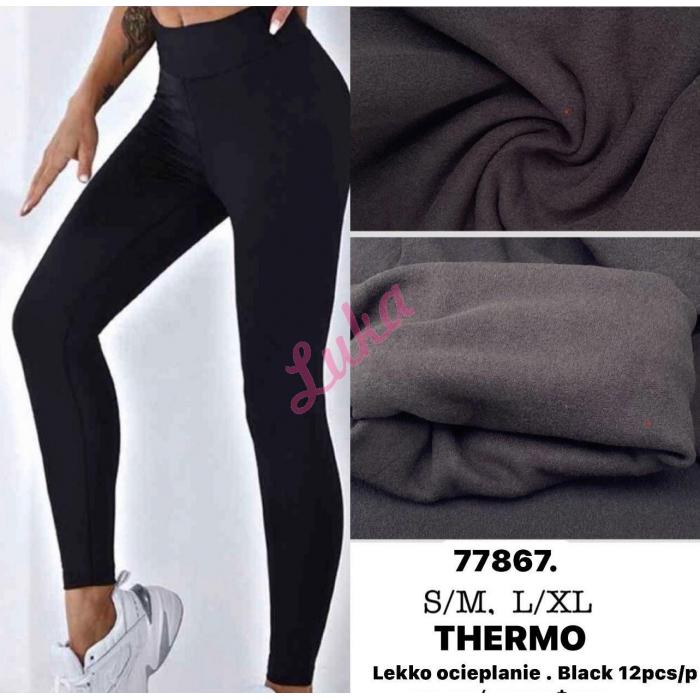 Women's warm black leggings 77867