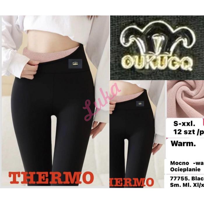 Women's black warm leggings 77756