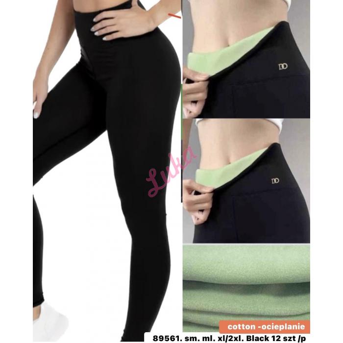 Women's black warm leggings 89560