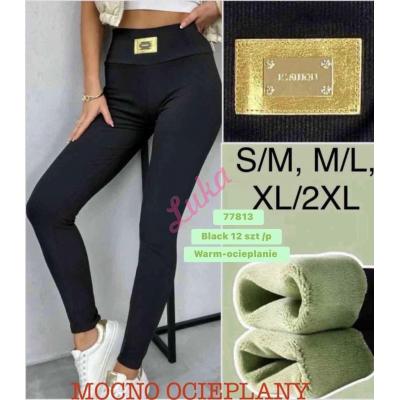 Women's black warm leggings 89561