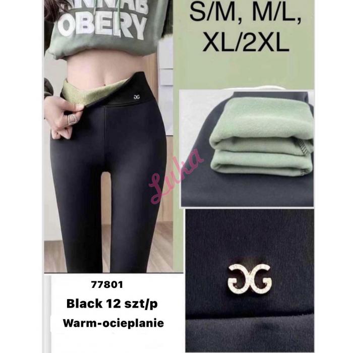 Women's black warm leggings 77500