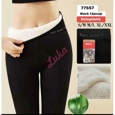 Women's warm black leggings 77557