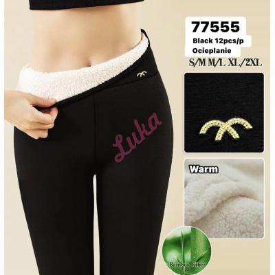 Women's warm black leggings 77555