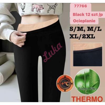 Women's warm black leggings 77766