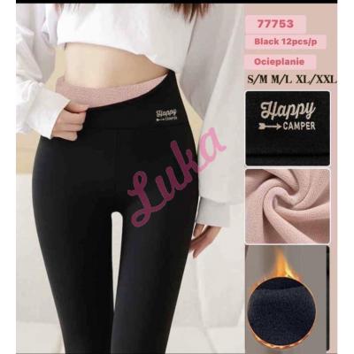 Women's warm black leggings 77753