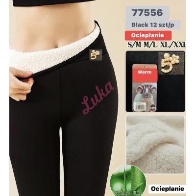 Women's warm black leggings 77556