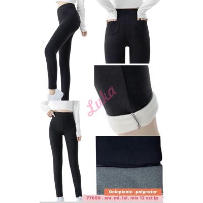 Women's warm black leggings 77659