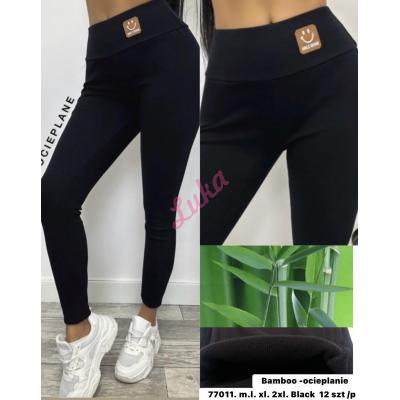 Women's black warm leggings 77011