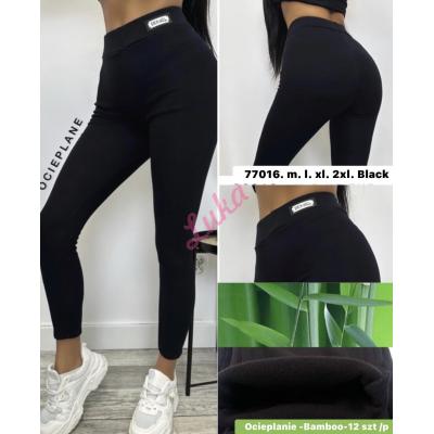 Women's black warm leggings 77016