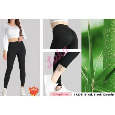 Women's black warm leggings 77276