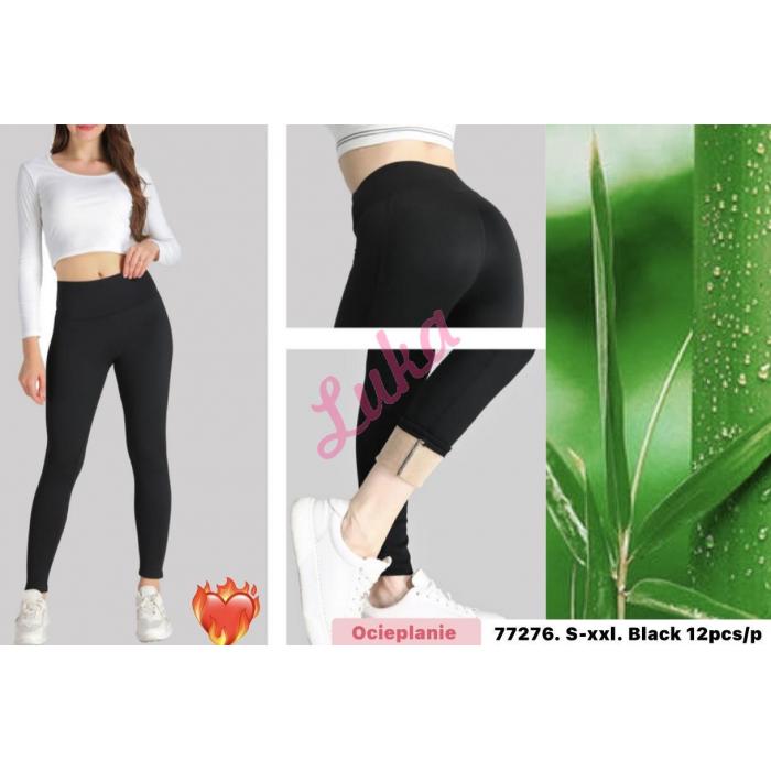 Women's black warm leggings 77811