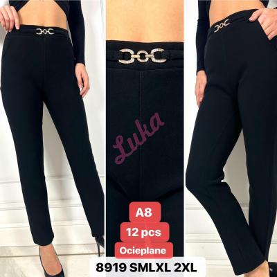 Women's warm black leggings 8919