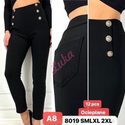 Women's warm black leggings 8019