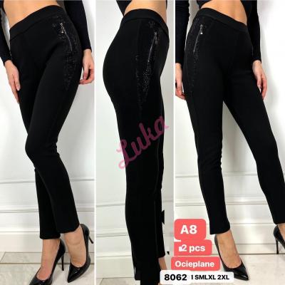 Women's warm black leggings 8062