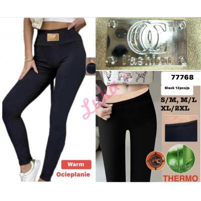 Women's black warm leggings 77768