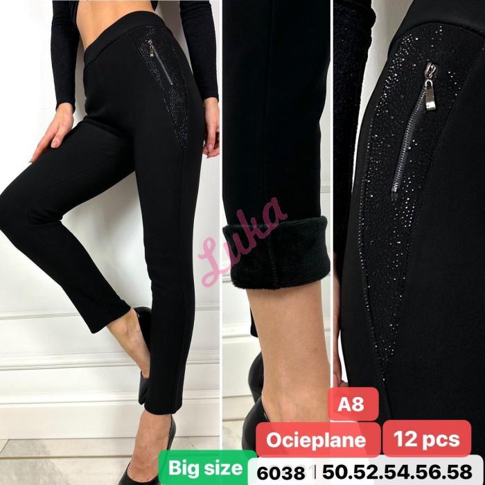 Women's warm black leggings 6035